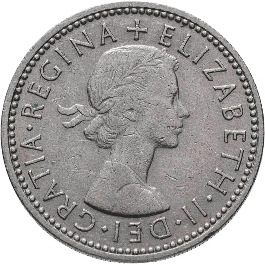 Великобритания 1 шиллинг (shilling) 1963  Английский герб - 3 льва внутри коронованного щита, аверс