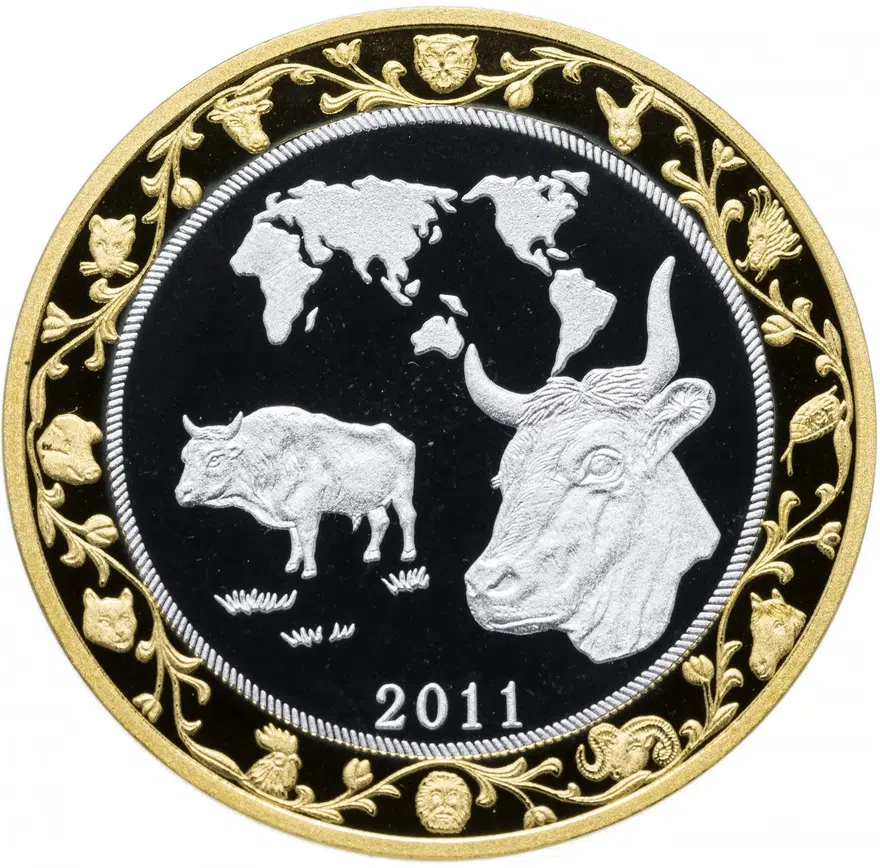 Северная Корея 30 вон (won) 2011 "Китайский гороскоп - год быка"
