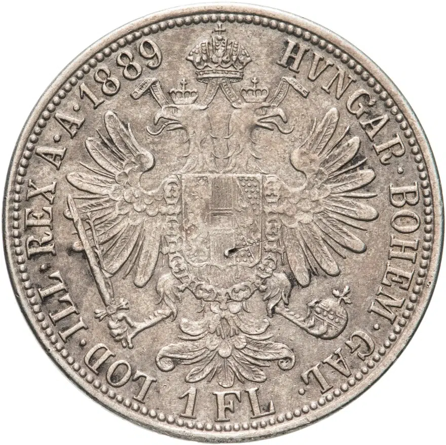 Австро-Венгрия 1 флорин (florin) 1889, монета для Австрии, реверс