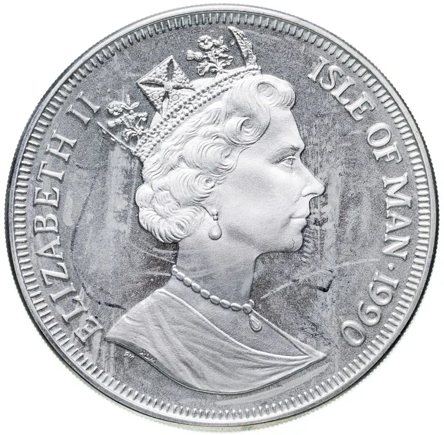 Остров Мэн 1 крона (crown) 1990 "Чемпионат мира по футболу, Италия 1990 - Болонья, Генуя, Кальяри", реверс