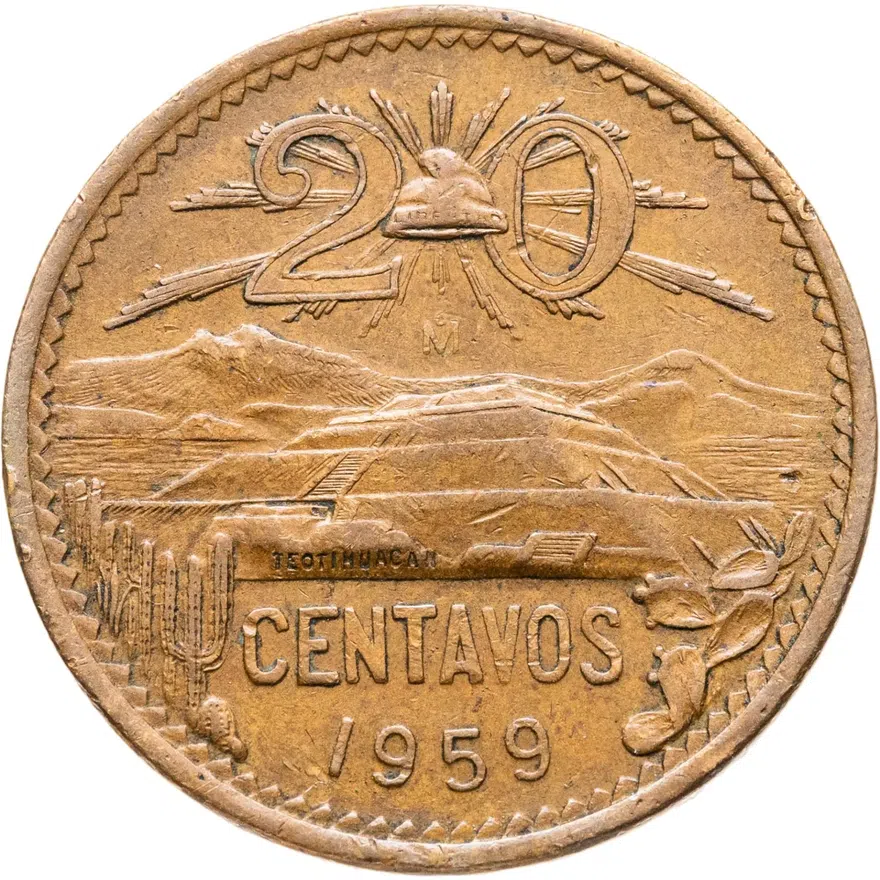 Мексика 20 сентаво (centavos) 1959, аверс