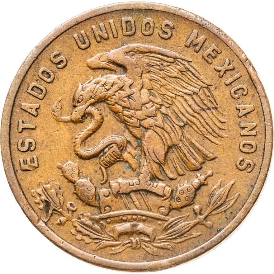 Мексика 20 сентаво (centavos) 1959, реверс