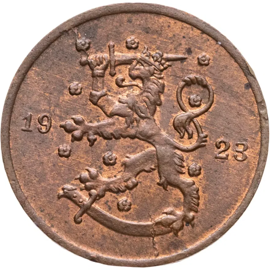 Финляндия 1 пенни (penny) 1923, реверс