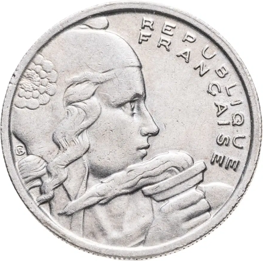 Франция 100 франков (francs) 1955 B  знак монетного двора: "B" - Бомон-ле-Роже
