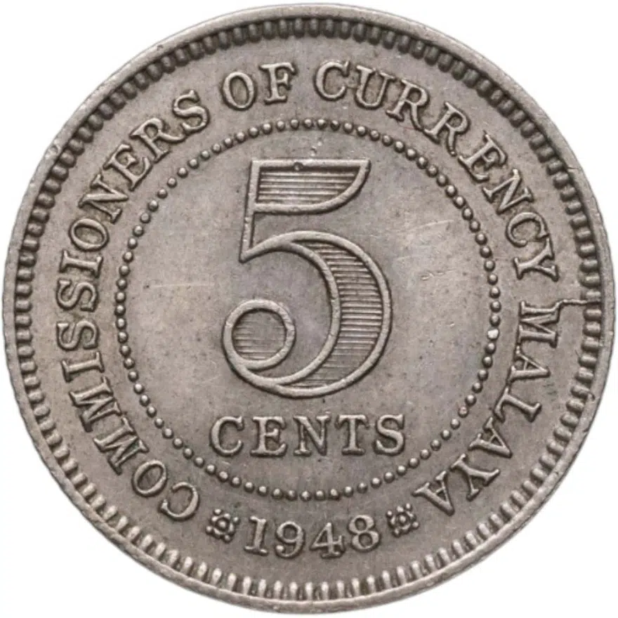 Малайя 5 центов (cents) 1948