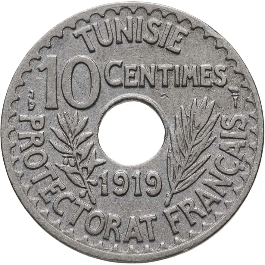 Тунис 10 сантимов (centimes) 1919, реверс