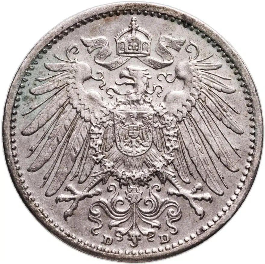 Германия (Германская Империя) 1 марка 1905 "D", реверс