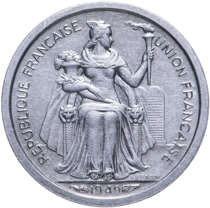 Французская Океания 50 сантимов 1949, реверс