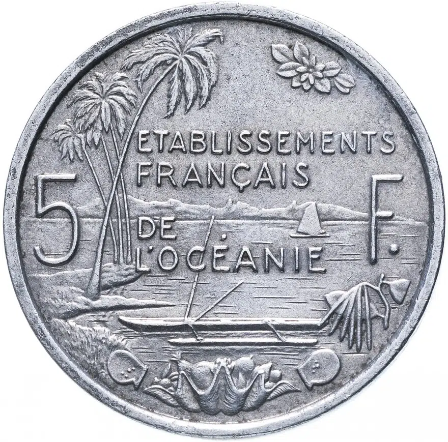Французская Океания 5 франков 1952, реверс