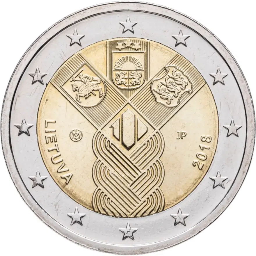 Литва 2 евро (euro) 2018  100 лет государствам Балтики