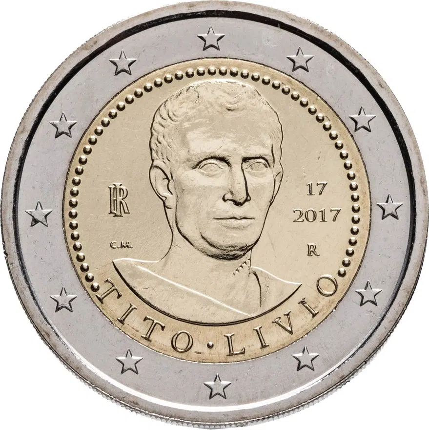 Италия 2 евро 2017 2000 лет со дня смерти Тита Ливия, аверс