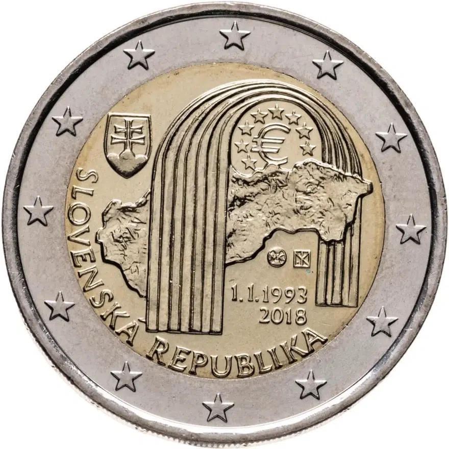 Словакия 2 евро (euro) 2018 25 лет Словацкой Республике
