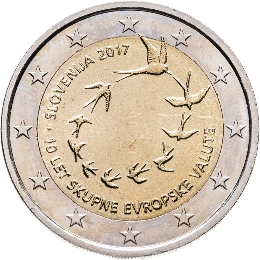 Словения 2 евро 2017 "10 лет введению евро в Словении"