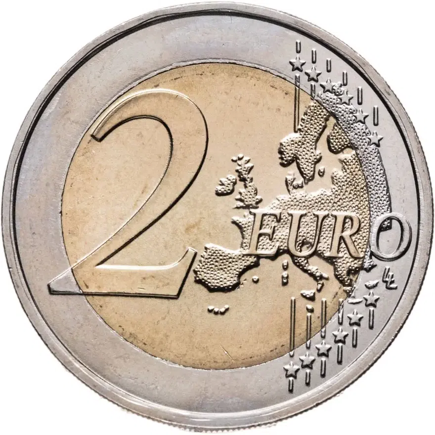 Франция 2 евро (euro) 2017 25 лет Розовой ленте (компания против рака груди), реверс