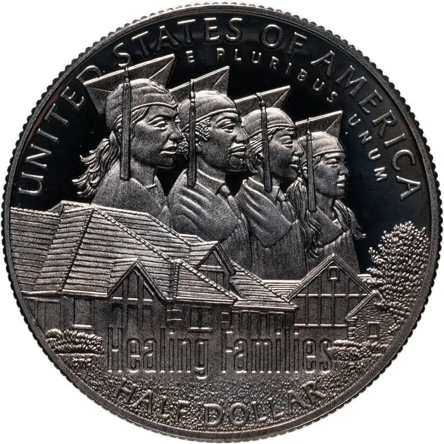 США 50 центов (1/2 доллара, half dollar) 2017 S 100 лет организации "Boys Town" знак монетного двора: "S" - Сан-Франциско, аверс