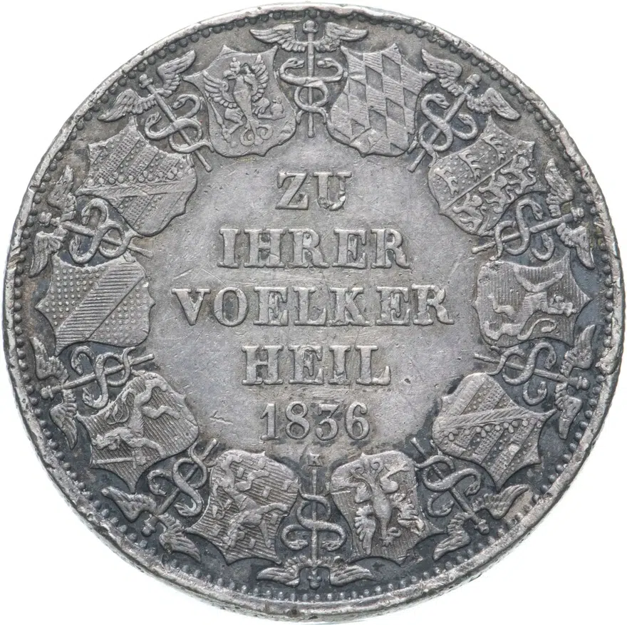 Баден 1 талер (кроненталер, kronentaler) 1836  Празднование Таможенного союза, реверс