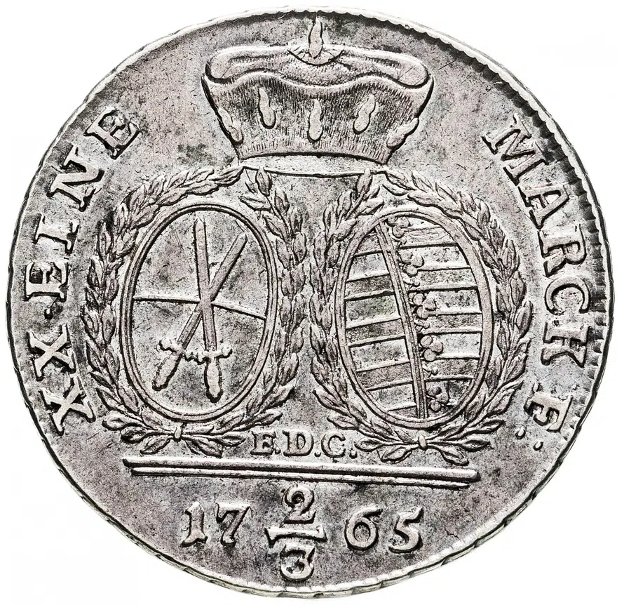 Саксония 2/3 талера (thaler) 1765, реверс