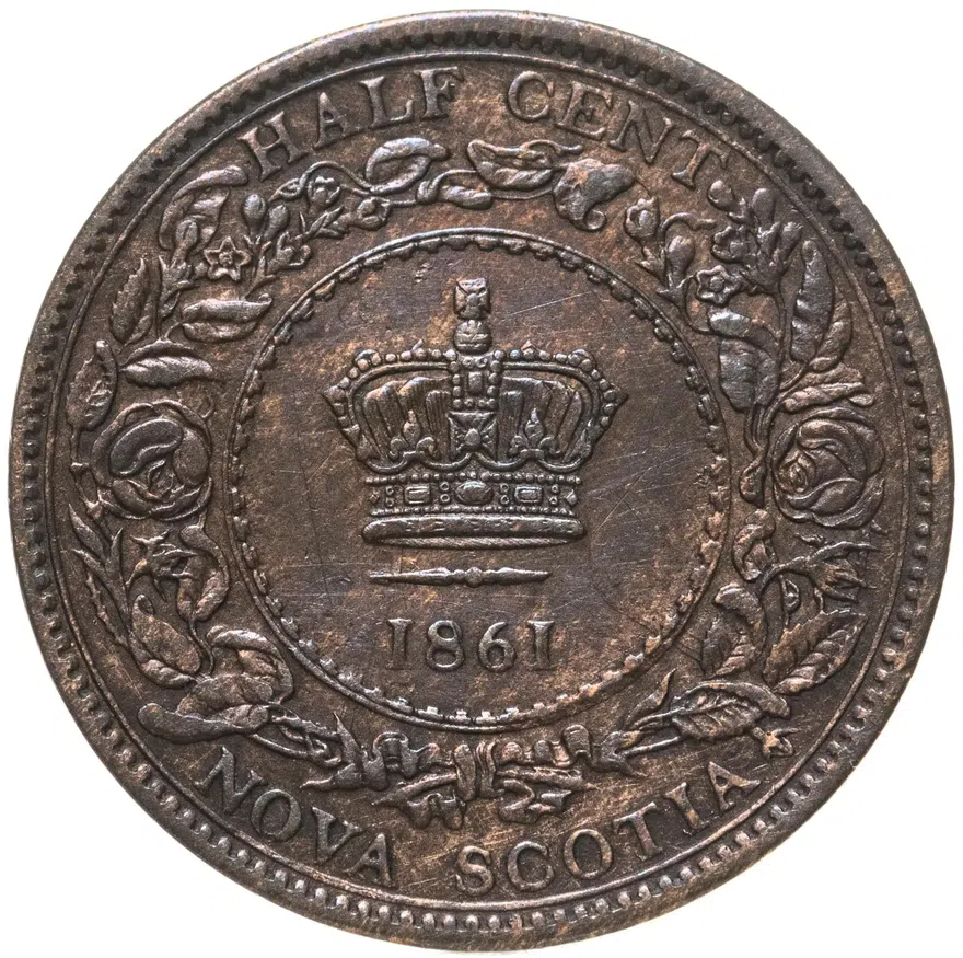 Новая Шотландия 1/2 цента (half cent) 1861, реверс
