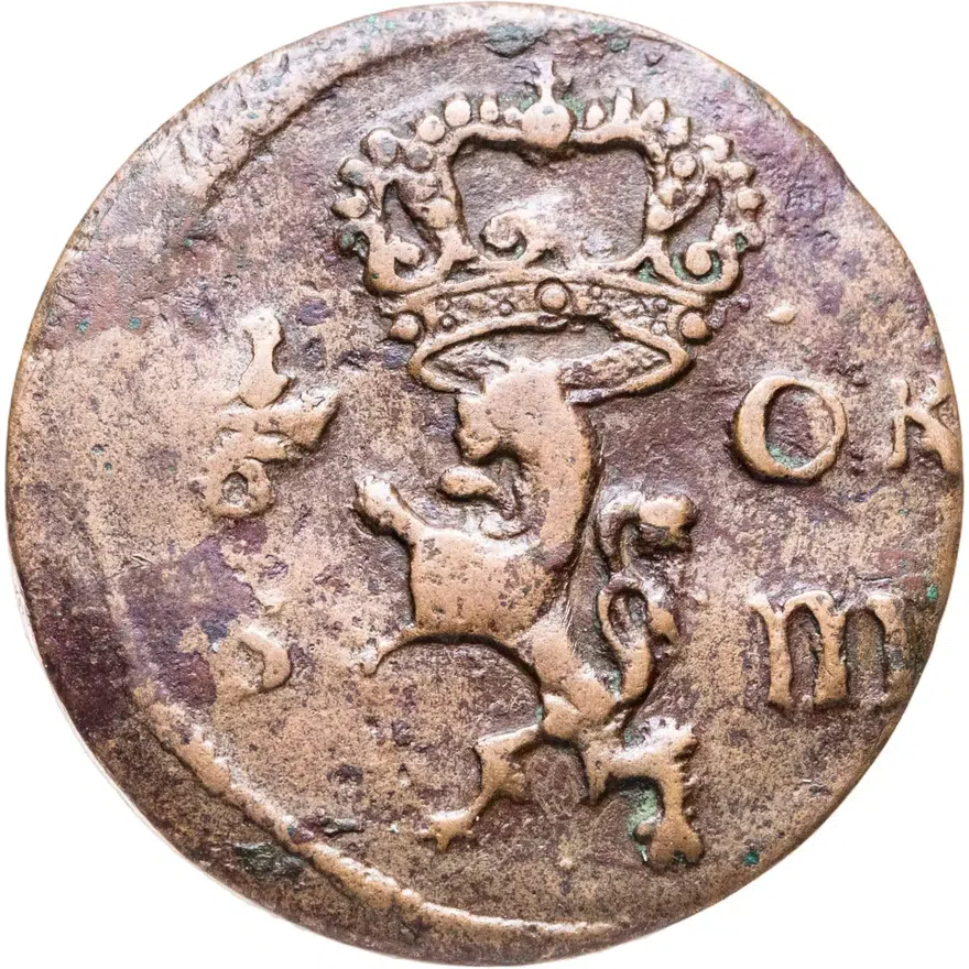 Швеция 1/6 эре (ore) 1666, реверс