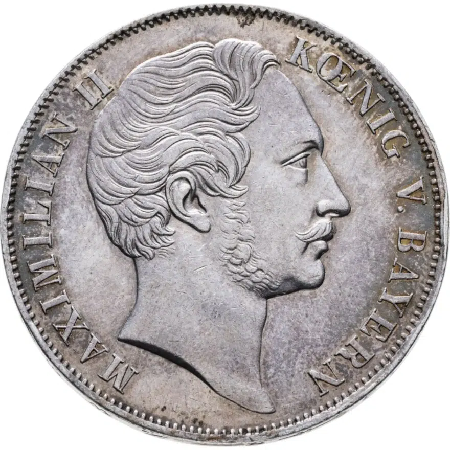 Бавария 2 гульдена (gulden) 1855  Восстановление Мариинской колонны в Мюнхене, реверс