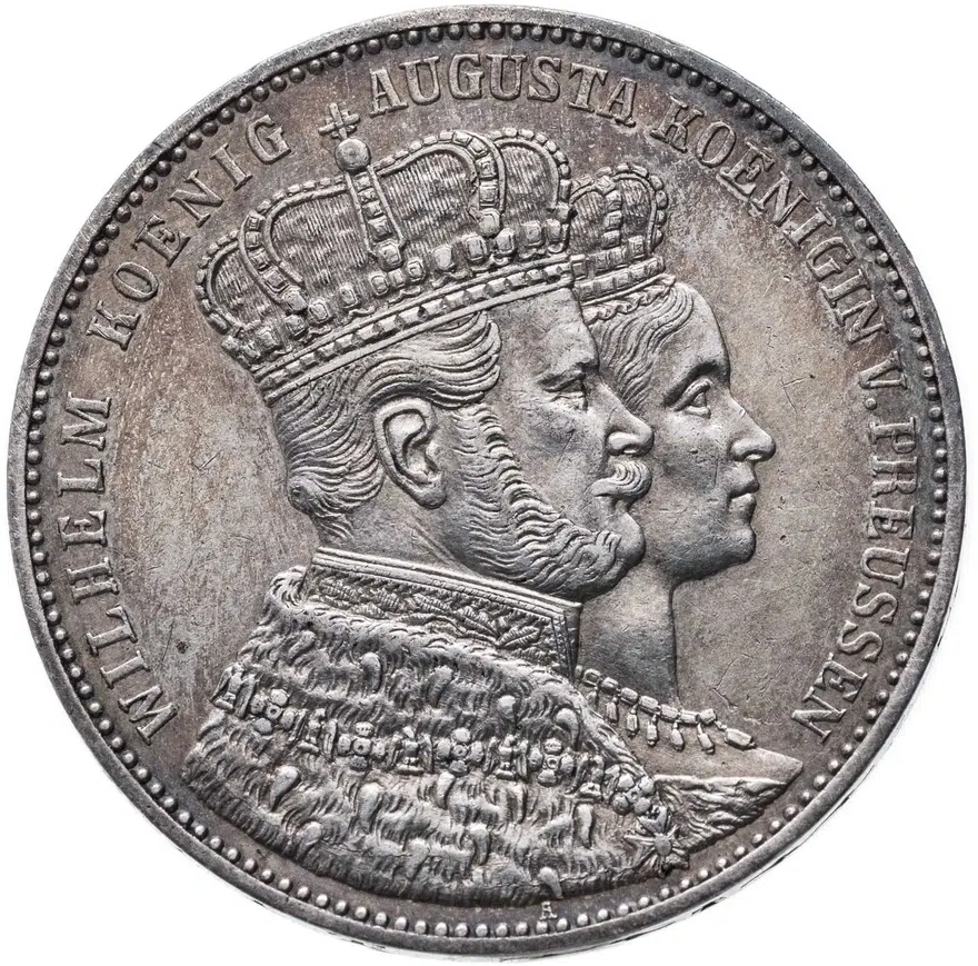 Пруссия 1 союзный талер (vereinstaler) 1861  Коронация Вильгельма I и Августы