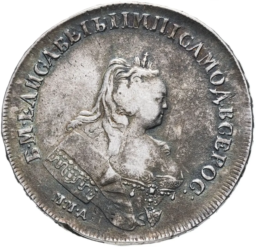 1 рубль 1744 ММД перечекан рубля Иоана Антоновича