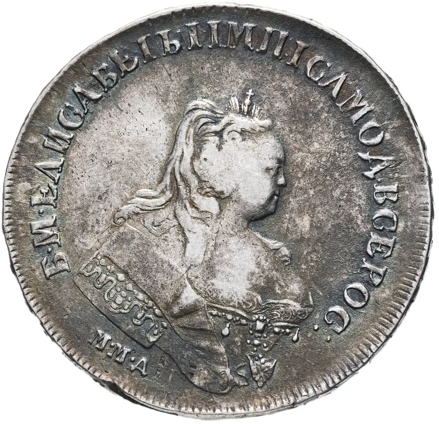 1 рубль 1744 ММД перечекан рубля Иоана Антоновича, реверс