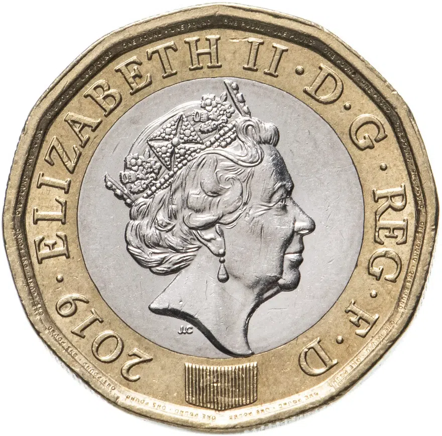 Великобритания 1 pound (фунт) 2019 новый (12-ти угольный), реверс