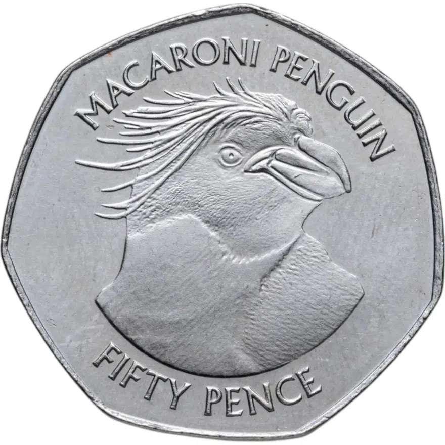 Фолклендские острова 50 пенсов 2018 "Золотоволосый пингвин (Macaroni peguin)"