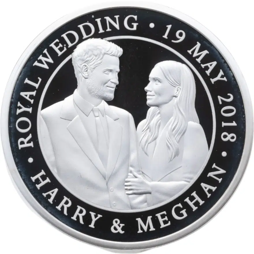 Великобритания 5 фунтов (pounds) 2018 Свадьба Принца Гарри и Меган Маркл в сувенирном футляре, реверс