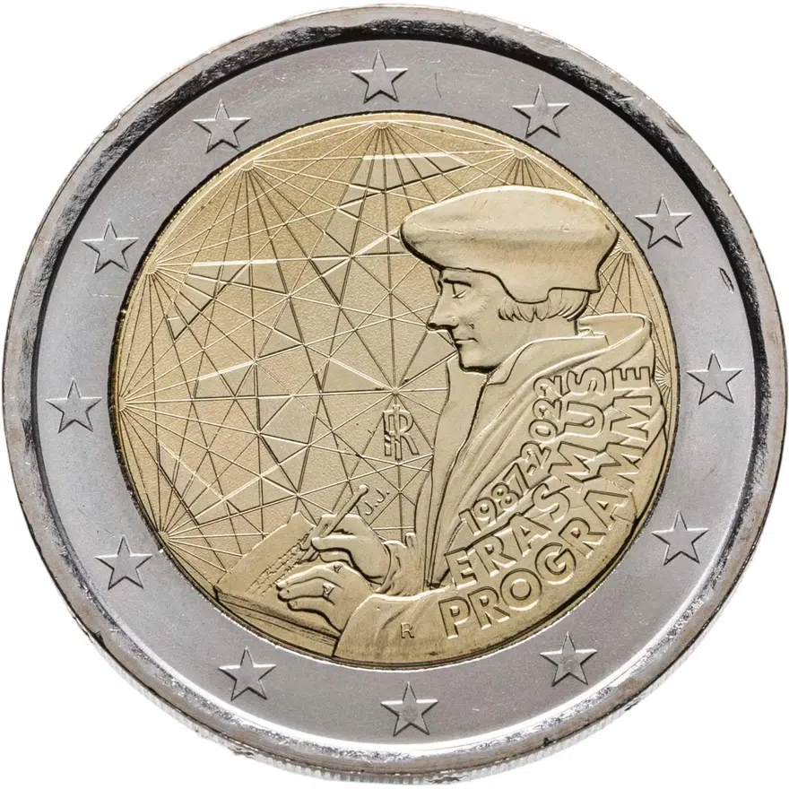 Италия 2 евро (euro) 2022 35 лет программы Erasmus, аверс