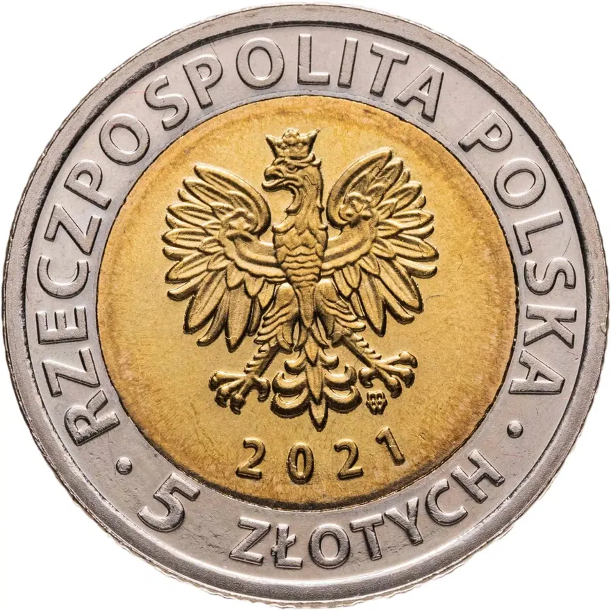 Польша 5 злотых 2021 "Ворота-кран в Гданьске", реверс