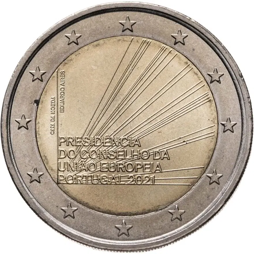 Португалия 2 евро (euro) 2021 Председательство Португалии в Совете ЕС, аверс