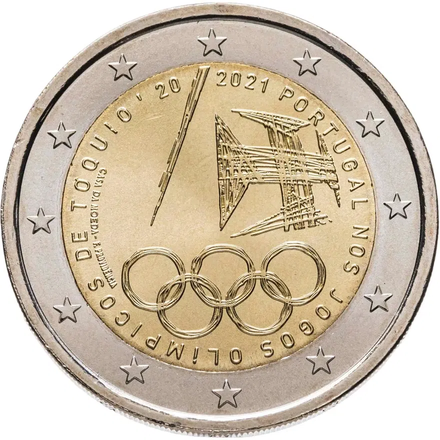 Португалия 2 евро (euro) 2021 Игры XXXII Летней Олимпиады Токио-2020, аверс