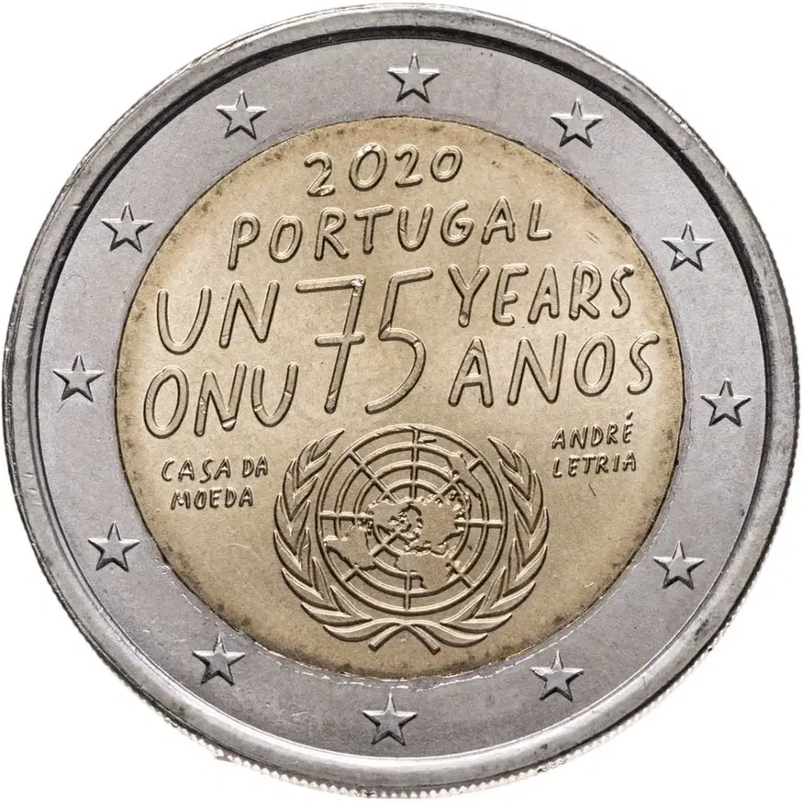 Португалия 2 евро (euro) 2020 75 лет ООН, аверс
