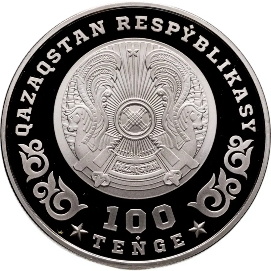 Казахстан 100 тенге 2020 Proof 75 лет Победе в Великой Отечественной войне, цветное покрытие, реверс