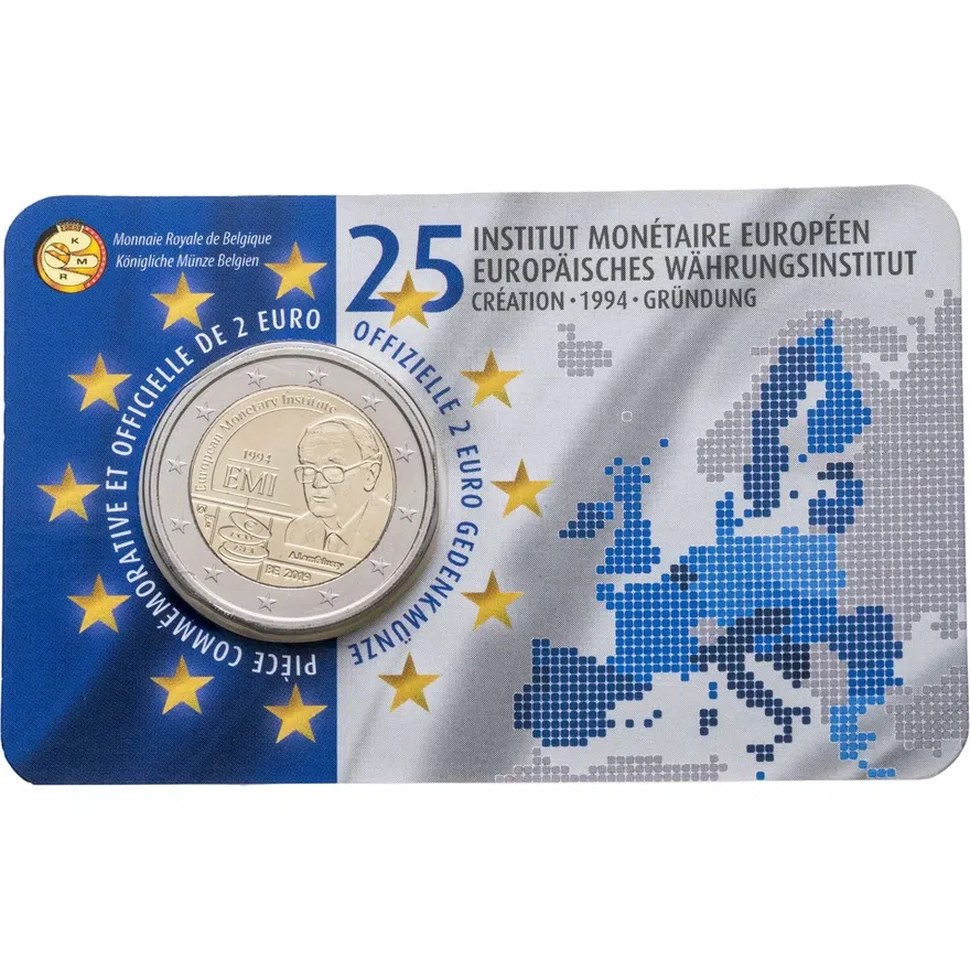 Бельгия  2 евро 2019 "25-летие Европейского валютного института" в блистере