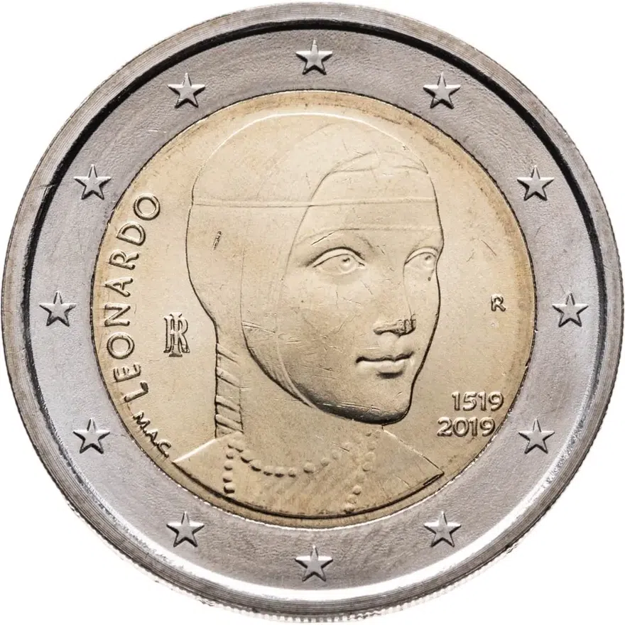 Италия 2 евро (euro) 2019 500 лет со дня смерти Леонардо да Винчи