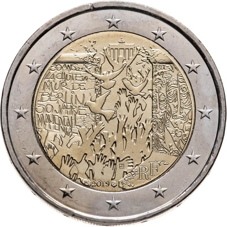 Франция 2 евро (euro) 2019 30 лет Падению Берлинской стены
