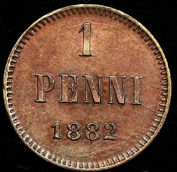 1 пенни 1882, реверс