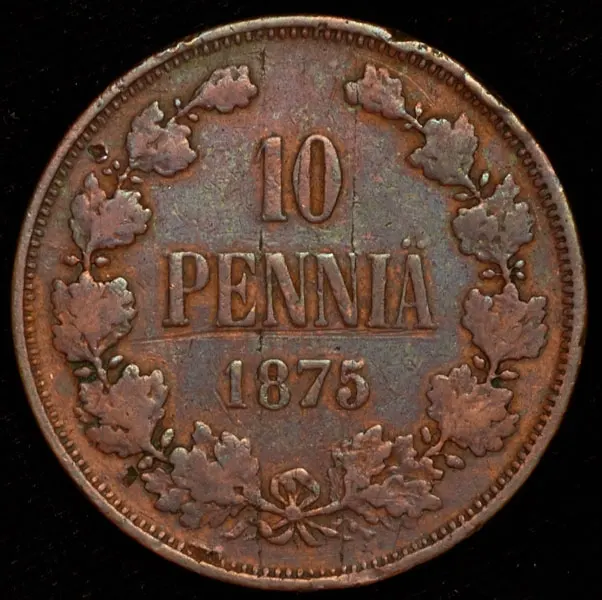 10 пенни 1875, реверс