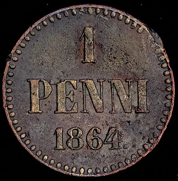 1 пенни 1864, реверс