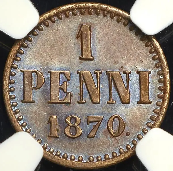 1 пенни 1870, реверс