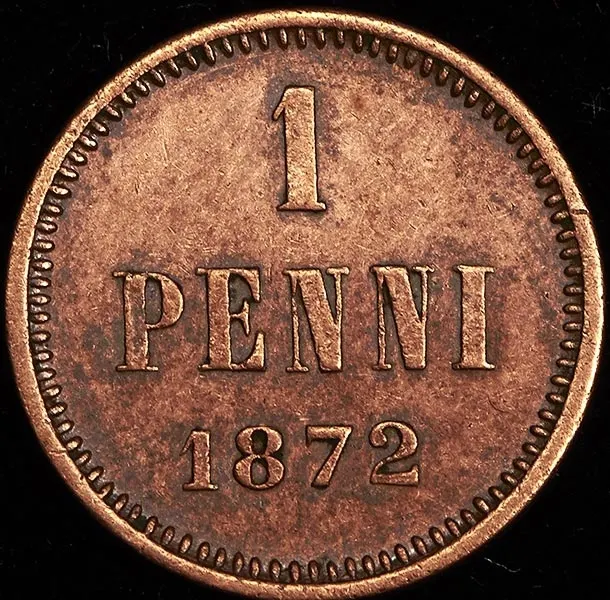 1 пенни 1872, реверс