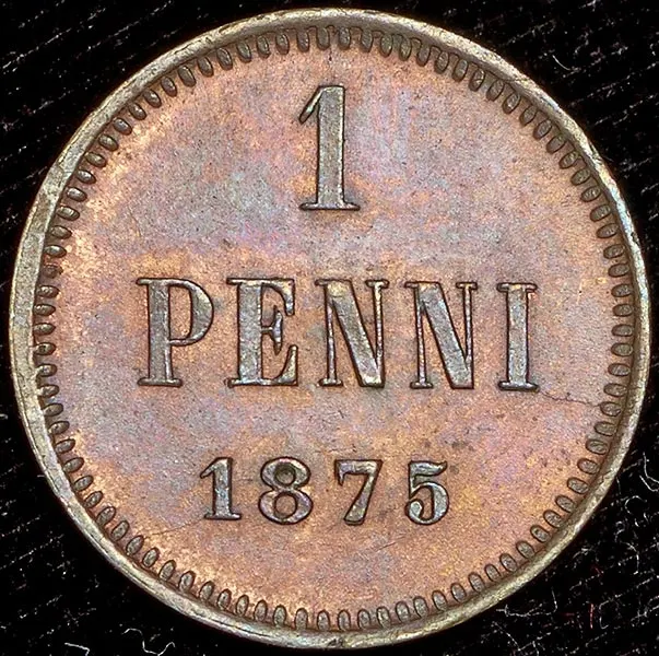 1 пенни 1875, реверс