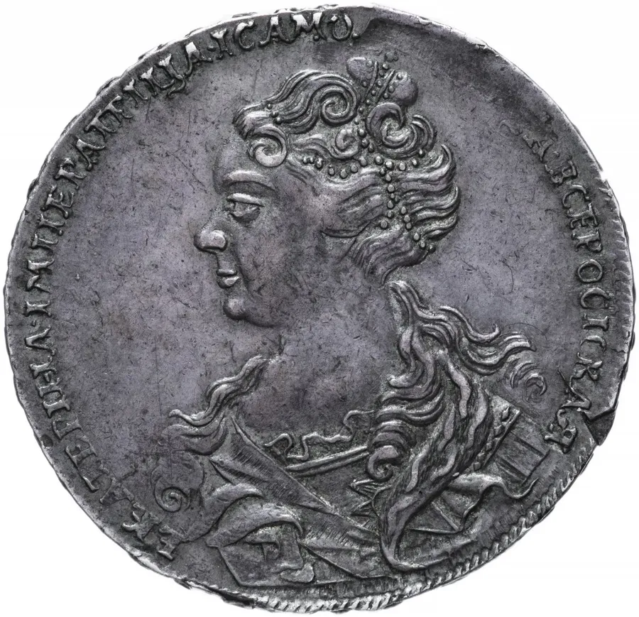 1 рубль 1726    московский тип, портрет влево, хвост орла узкий