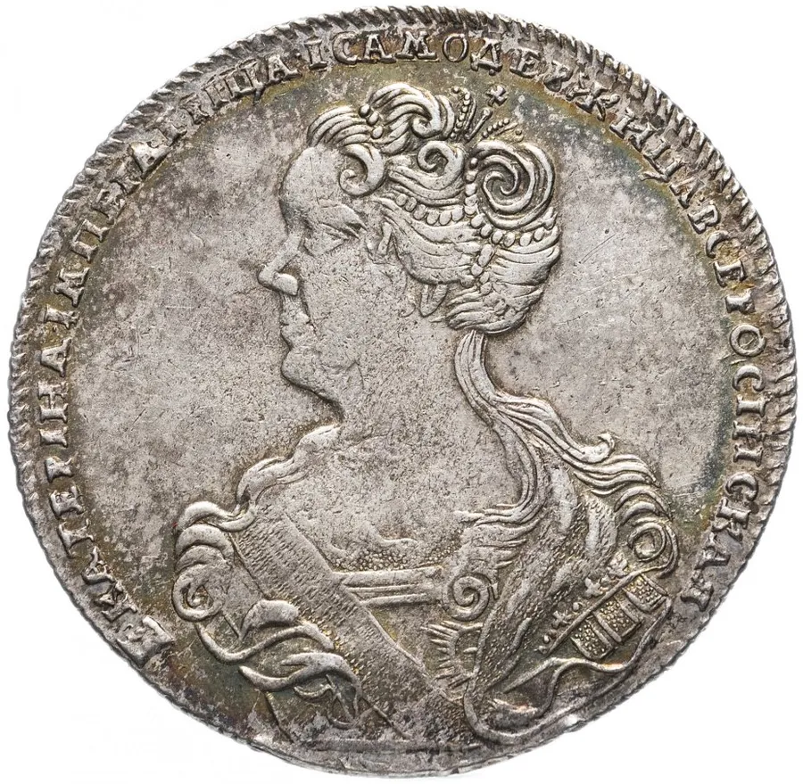 полтина 1726 СПБ петербургский тип, портрет влево, "ВСЕРОСIИСКАЯ"