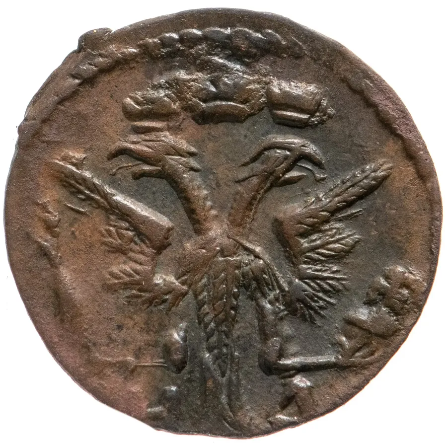 Полушка 1719 НД   год славянскими буквами, реверс