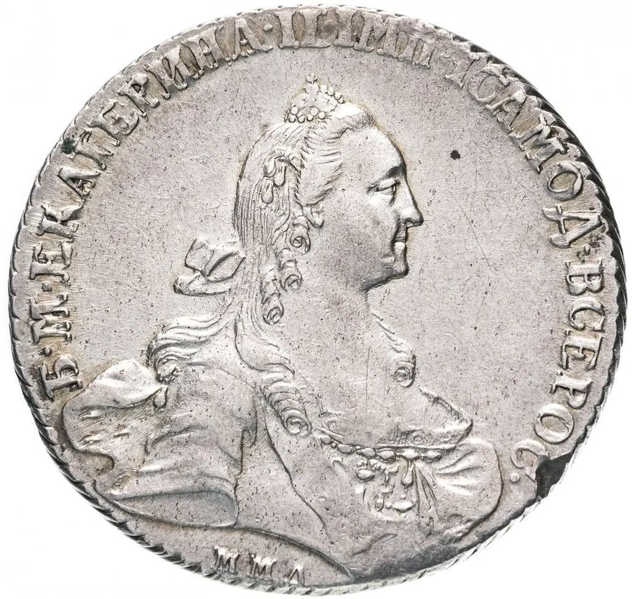 1 рубль 1768 ММД-EI  широкий портрет стандартного рисунка, аверс