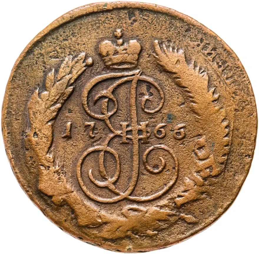 2 копейки 1766   без обозначения монетного двора, аверс